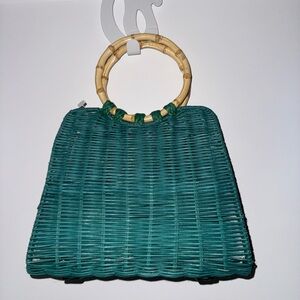 Zara green woven handbag